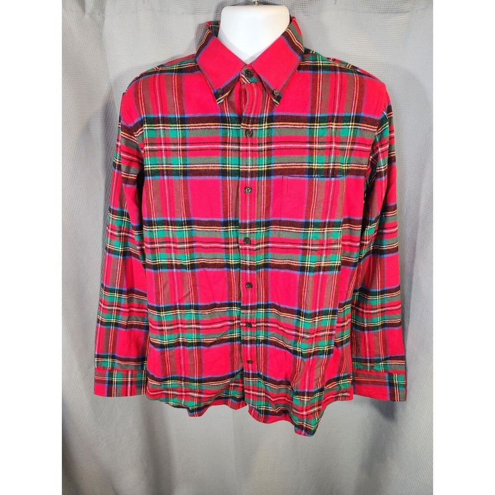 Lands‎ End Traditional Fit Mens M 15-15 1/2 Shirt Plaid Flannel Tartan Button Up